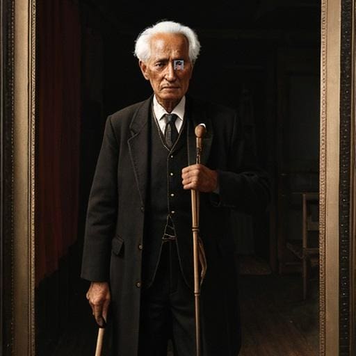 A man in a suit holding two canes.